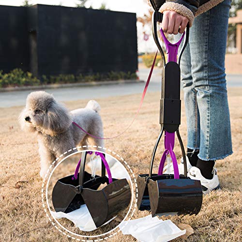 Recogedor de Dientes de Mango Largo para Mascotas, Plegable, 60,96 cm, portátil, sólido dentado, para Limpieza de Arenas, Utensilios de Limpieza para Gatos y Perros al Aire Libre/Interior (Púrpura)