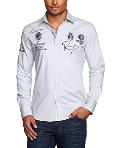 Redbridge R-2130 Camisa Regular Fit de Manga Larga para Hombre, Color Blanco, Talla S