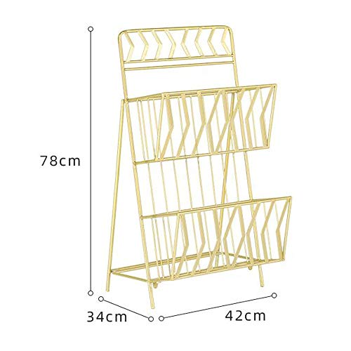 ReedG Soporte de exhibición de folletos Plegable portáti 2 Niveles de Alambre de Metal de Estilo nórdico Planta de revistas Rack for el hogar Utilizado para exhibición de Oficina y exhibición