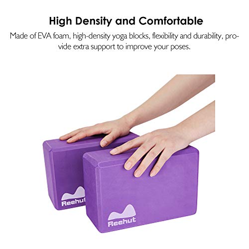 REEHUT Bloques de Yoga (1pc o 2pcs) - Bloque de Espuma EVA de Alta Densidad para Apoyar y Profundizar Las Poses, Mejorar la Fuerza y Ayudar en el Equilibrio y la Flexibilidad (Morado,1pc)