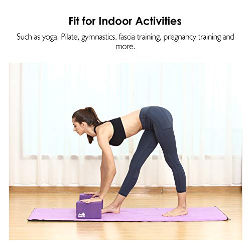 REEHUT Bloques de Yoga (1pc o 2pcs) - Bloque de Espuma EVA de Alta Densidad para Apoyar y Profundizar Las Poses, Mejorar la Fuerza y Ayudar en el Equilibrio y la Flexibilidad (Morado,1pc)