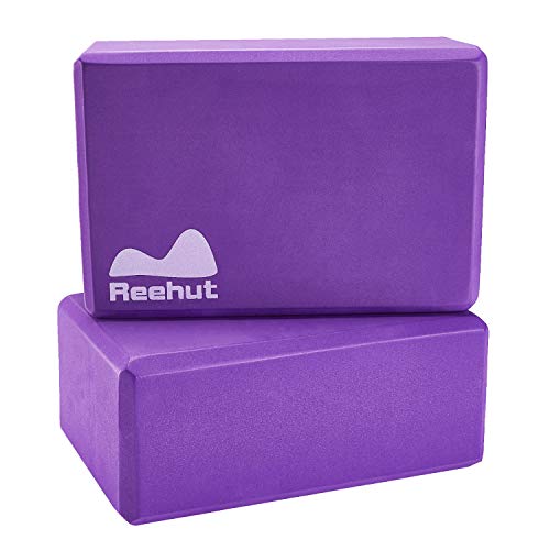 REEHUT Bloques de Yoga (1pc o 2pcs) - Bloque de Espuma EVA de Alta Densidad para Apoyar y Profundizar Las Poses, Mejorar la Fuerza y Ayudar en el Equilibrio y la Flexibilidad (Morado,1pc)