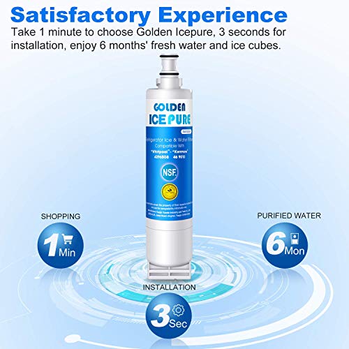 Reemplazo del filtro de agua del refrigerador ICEPURE DORADO para Whirlpool Whirlpool SBS002 S20BRS 4396508 481281729632 SBS004 EDR5RXD1 Kenmore 46-9908 46-9908 46-9010 Paquete de 2 (Con factura)
