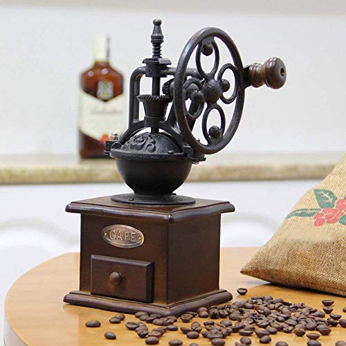 Reeseiy Molinillo De Café Manual Molinillo De Café De Madera De Estilo Vintage Molinillo Diseño De Rueda De La Fortuna Máquina De Cafetera Manual Mano Negra Y Marrón Venta Inicio Uso Diario Producto