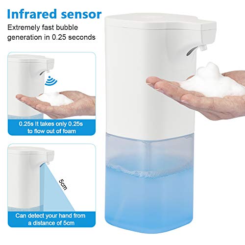 REEXBON Dispensador de Jabón Espuma Automático Sin Contacto, Dispensadores Jabón Cocina Baño Impermeable 350ML