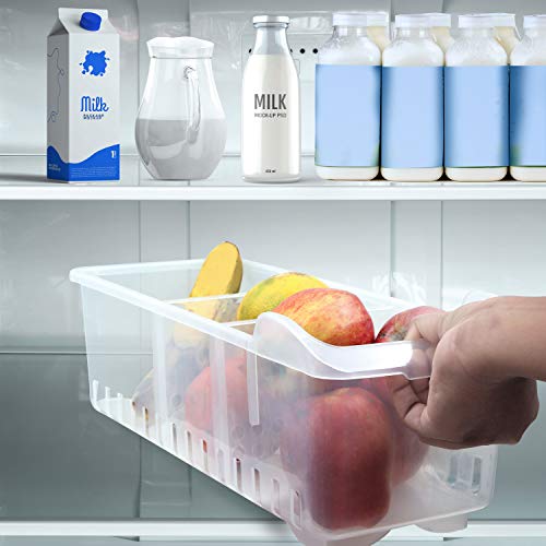 Refrigerador Cajón Organizador (2Pack) - Refrigerator Almacenamiento (40cmx12cmx12cm) - Heladera Organizadora para Guardar Vegetales Frutas, Transparente