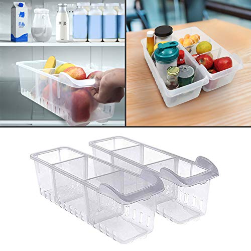 Refrigerador Cajón Organizador (2Pack) - Refrigerator Almacenamiento (40cmx12cmx12cm) - Heladera Organizadora para Guardar Vegetales Frutas, Transparente