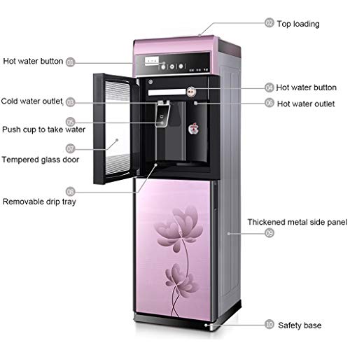 Refrigerador de agua de carga superior Dispensador de agua: 3 configuraciones de temperatura: caliente, fría y agua de la sala, Dispensadores de agua fría y caliente independientes, de color púrpura,