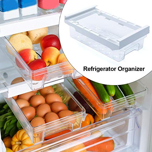 Refrigerador Rack de almacenamiento de huevos Tipo de cajón colgante Caja de almacenamiento Caja de huevos cuadrada transparente Caja de almacenamiento congelada de frutas y verduras