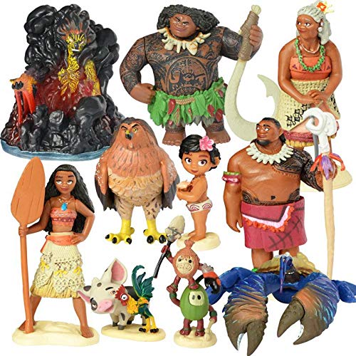 Regalos de Cumpleaños 10pcs/ Set Dibujos Animados Moana Princesa Leyenda Vaiana Maui Jefe Tui Tala Heihei Pua Figura De Acción Decoración Juguetes Para Niños Regalo De Cumpleaños