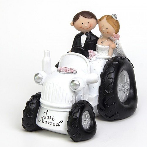 RegalosDeBodaOnline Figura Boda Novios Tractor GRABADA Figuras Personalizadas para Tarta