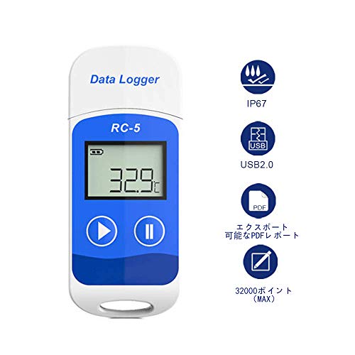 Registrador de Datos de Temperatura USB RC-5 32000 Puntos Software para Mac/Window Export PDF/Excel Informe para Frío Cadena Almacenes Nevera Invernadero (1PCS)