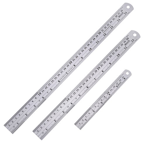 Regla metálica de acero inoxidable con tabla de conversión, 38,1 cm, 30,5 cm y 15,2 cm