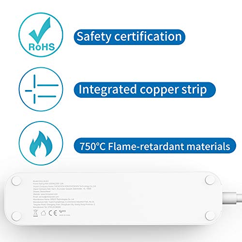 Regleta Enchufes de Montaje en Pared con 3 Metros de Cable y Protección contra Sobretensiones, NTONPOWER 3 Tomas, Cable Largo, Enchufe Múltiple con Interruptor e Indicador, Enchufe Europeo