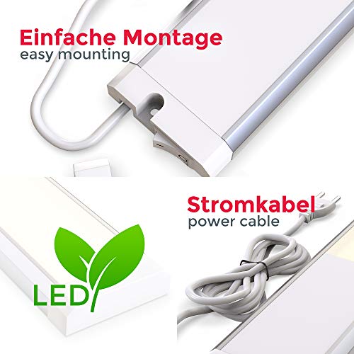 Regleta led 10W I Ecológico I Montaje fácil I blanca cálida 3000K 1100lm I carcasa de aluminio duradera I Iluminación bajo mueble, Tubo fluorescente, Luz Mueble Cocina