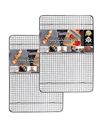 Rejilla Para Enfriar y Hornear de Acero Inoxidable, Parrilla Para Horno Para La Mayoría de Bandejas de Horno - Bandeja Para Galletas y Bizcochos, Utensilios de Repostería - 30 x 42,93 CM (2 PACK)