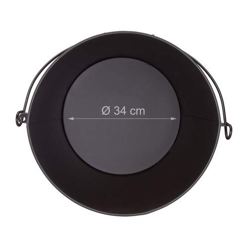 Relaxdays Cubo para Cenizas de Chimenea con Tapa y Asa, Hierro, Negro, 35.5x35.5x43 cm