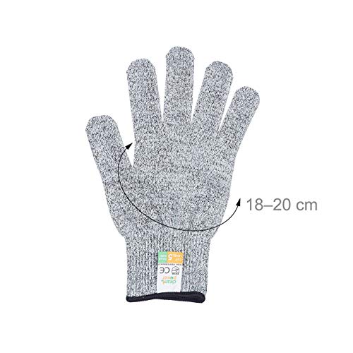 Relaxdays - Guantes Anticorte de Nivel 5, HHPE y Nylon, Gris, Talla S