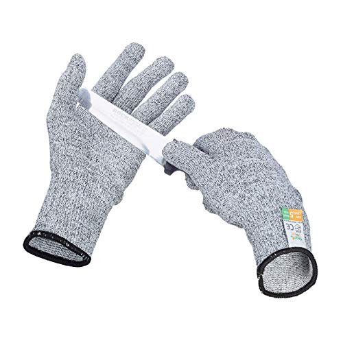 Relaxdays - Guantes Anticorte de Nivel 5, HHPE y Nylon, Gris, Talla S