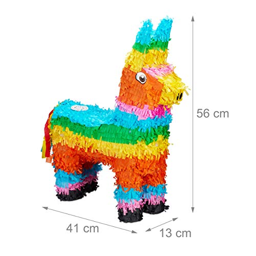 Relaxdays Piñata Llama sin Relleno, Papel, Multicolor, 56 x 41 x 13 cm, Pinata Lama einzeln (10026371)