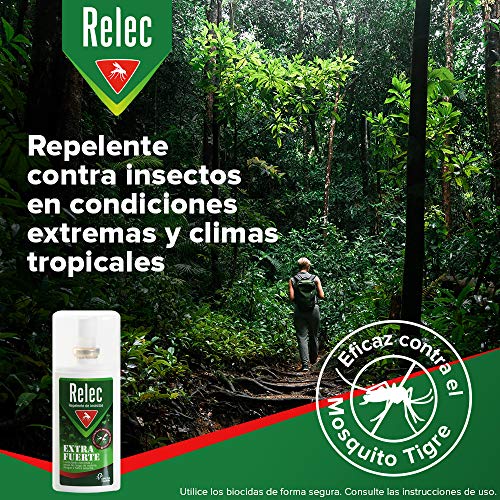 Relec Extra Fuerte Spray Antimosquitos | Repelente de Mosquitos Eficaz contra el mosquito tigre | Desarrollado para evitar las picaduras de mosquitos en severas condiciones climáticas | 75ml