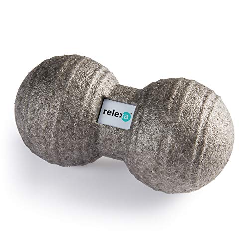 relexa® Fascia Set Mini, Kit de Entrenamiento Completo del Cuerpo de 3 Piezas, con Rodillo de Masaje, Bola Doble e Individual de Auto-Masaje, Contiene un eBook, (Gris)