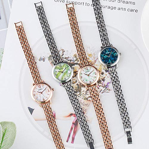 Reloj de Moda Coreano Pequeño Reloj de Pulsera de aleación Fresca Reloj de Mujer Reloj de Moda Simple Impreso a Prueba de Agua Reloj de niña-Tallarines Esmeralda