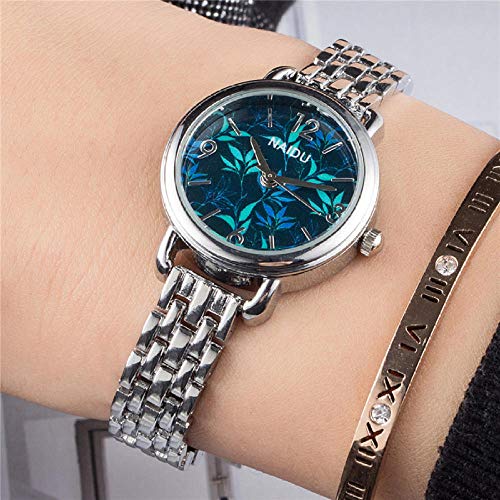 Reloj de Moda Coreano Pequeño Reloj de Pulsera de aleación Fresca Reloj de Mujer Reloj de Moda Simple Impreso a Prueba de Agua Reloj de niña-Tallarines Esmeralda