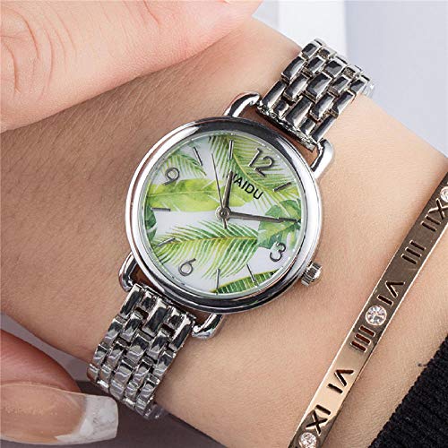 Reloj de Moda Coreano Pequeño Reloj de Pulsera de aleación Fresca Reloj de Mujer Reloj de Moda Simple Impreso a Prueba de Agua Reloj de niña-Tallarines Esmeralda