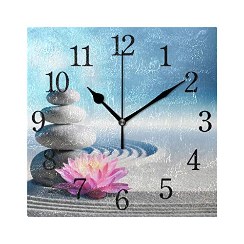 Reloj de pared cuadrado Wowprint, piedra japonesa Zen de Spa acrílico, no se arruga, pintura artística decorativa para oficina, aula, hogar, dormitorio, sala de estar, baño, cocina, decoración