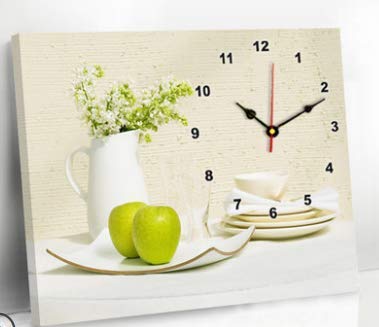 Reloj de Pared Reloj de Pared Redondo Sala de Estar Moderna Decoración de Comedor Pintura Cocina Simple Reloj Colgante silencioso Caja de medidor de Fruta Mural Gratis