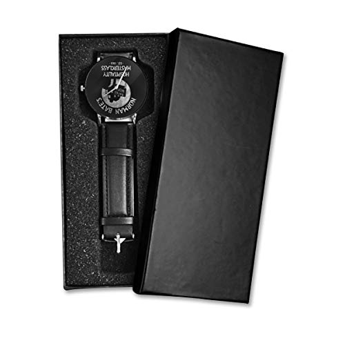 Reloj de Pulsera Unisex de Negocios Informal Norman Bates para hostelería, Clase Maestra, psico, Cuarzo, Correa de Piel Negra, Regalo para Hombres y Mujeres jóvenes