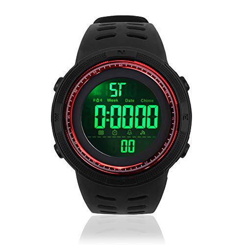 Reloj deportivo digital para hombre, resistente al agua, cronómetro militar, cuenta regresiva, fácil de leer, 1 unidad, color rojo