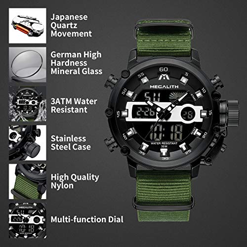 Reloj Hombre Digital Militar Reloj Analogico Digital Hombre Grandes Deportivo Cronometro LED Relojes de Pulsera Impermeable Calendario