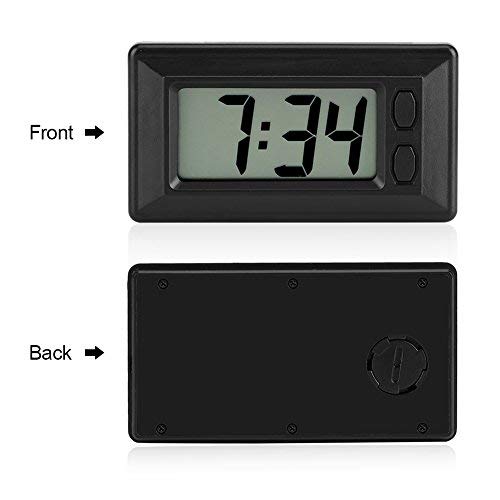 Reloj Portátil LCD Mesa Digital Coche Tablero de Instrumentos Escritorio Reloj electrónico Fecha Hora Calendario Panel de Instrumentos con Almohadilla Adhesiva