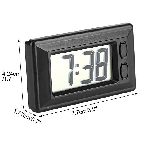 Reloj Portátil LCD Mesa Digital Coche Tablero de Instrumentos Escritorio Reloj electrónico Fecha Hora Calendario Panel de Instrumentos con Almohadilla Adhesiva