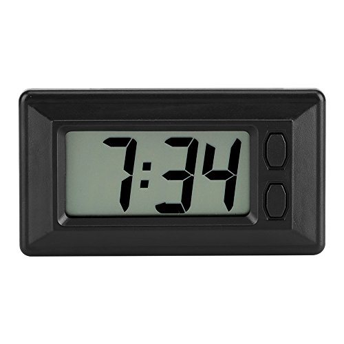 Reloj Portátil LCD Mesa Digital Coche Tablero de Instrumentos Escritorio Reloj electrónico Fecha Hora Calendario Panel de Instrumentos con Almohadilla Adhesiva