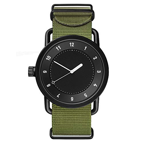 Relojes Hombre Nylon Casual Relojes Números Arábigos, Verde-Negro