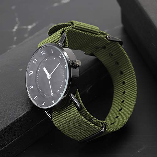 Relojes Hombre Nylon Casual Relojes Números Arábigos, Verde-Negro