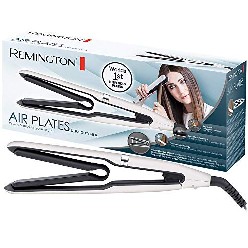 Remington Air Plates S7412 Plancha de Pelo, Cerámica Negra, Titanio, Digital, Suspensión de Placas Exclusiva, Blanco