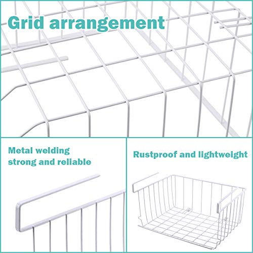RenFox Cesta Colgante de Metal, Organizador de Cesta Colgante, Cesta de Almacenaje Estante Colgante de Cocina Canasta de Metal de Almacenamiento para Cocina Armario Oficina Baño Juego de 2