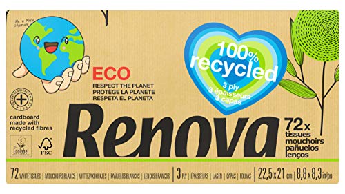 Renova Pañuelos Faciales 100% Recycled - Cajita de 72 pañuelos