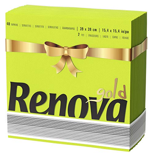 Renova Servilletas de papel Gold Verdes - 40 servilletas Tamaño Grande