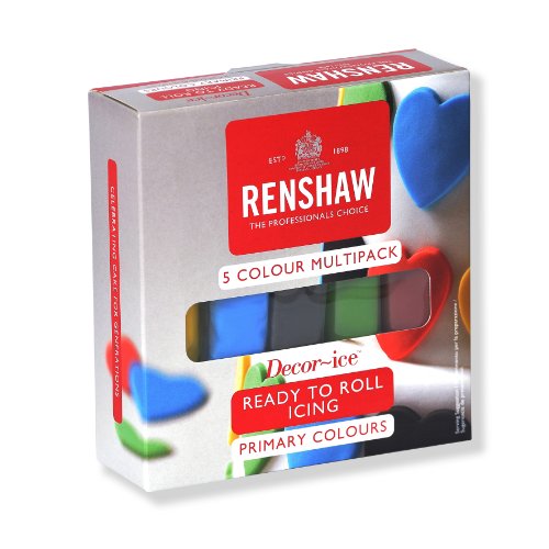 Renshaw Fondant Pro Pack Colores Primarios 5 x 100g (Verde, Rojo, Negro, Azul y Amarillo)