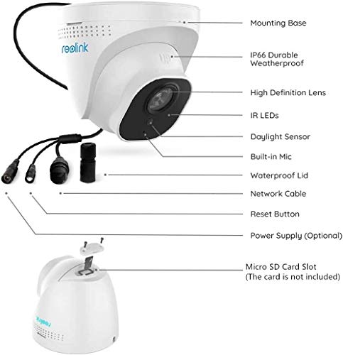 Reolink Cámara de Vigilancia IP Exterior 5MP HD Impermeable Soporte Audio, Infrarrojos de Visión Nocturna, Detección de Movimiento para Hogar Negocio Seguridad RLC-520-5MP (2pcs)