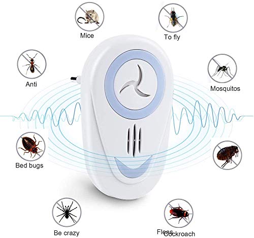 Repelente Ultrasónico de Plagas,4 Piezas Repelente Mosquitos Ultrasonico,Repelente de Insectos, Electrico Plagas Control Interiores de Mosquitos Ratones Hormigas Cucarachas Moscas Arañas Pulgas