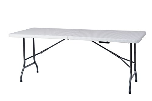 Resol Easy Rattan 180 Mesa Plegable, Blanco, 183 x 76 x 74 cm