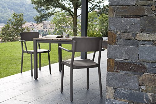 resol grupo Lisboa ignífuga Set de 4 sillas con Brazos de diseño para Interior, Exterior, jardín, Blanco, 60 x 52 x 82 cm, 4 Unidades
