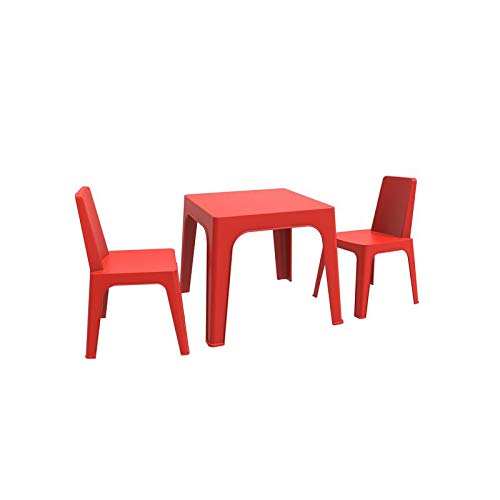resol Julieta set infantil de 2 sillas y 1 mesa para interior, exterior, jardín - color rojo