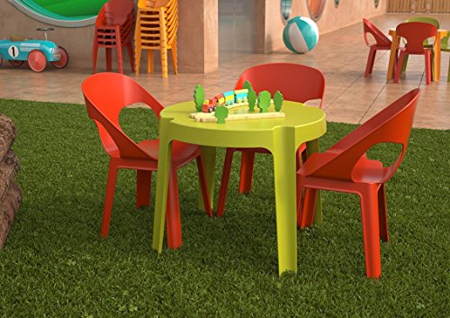 resol Rita set infantil de 2 sillas y 1 mesa para interior, exterior, jardín - color verde lima